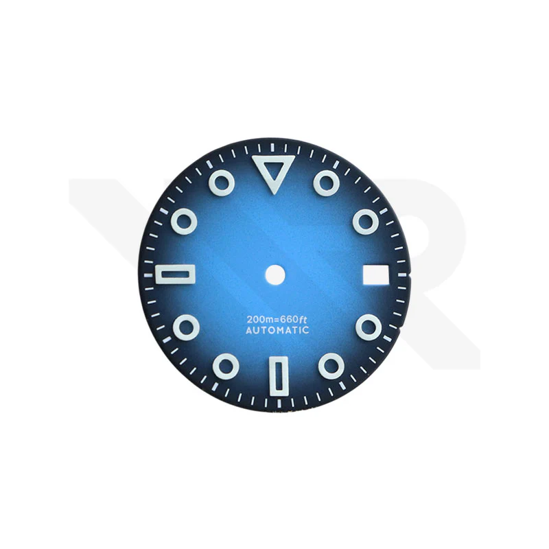 3D Shaped Indices Matte Dial for Seiko Mod : Blue with Date Window