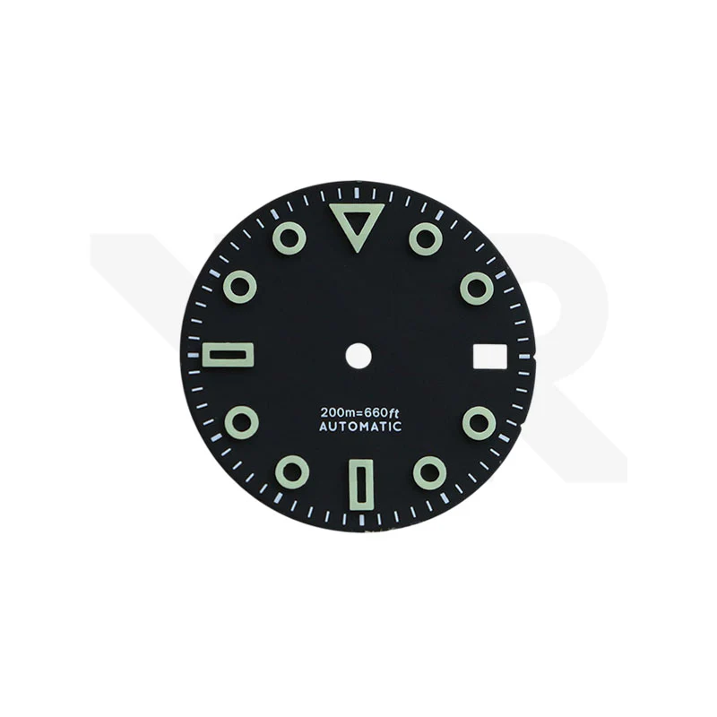 3D Shaped Indices Matte Dial for Seiko Mod : Matte Black with Date Window