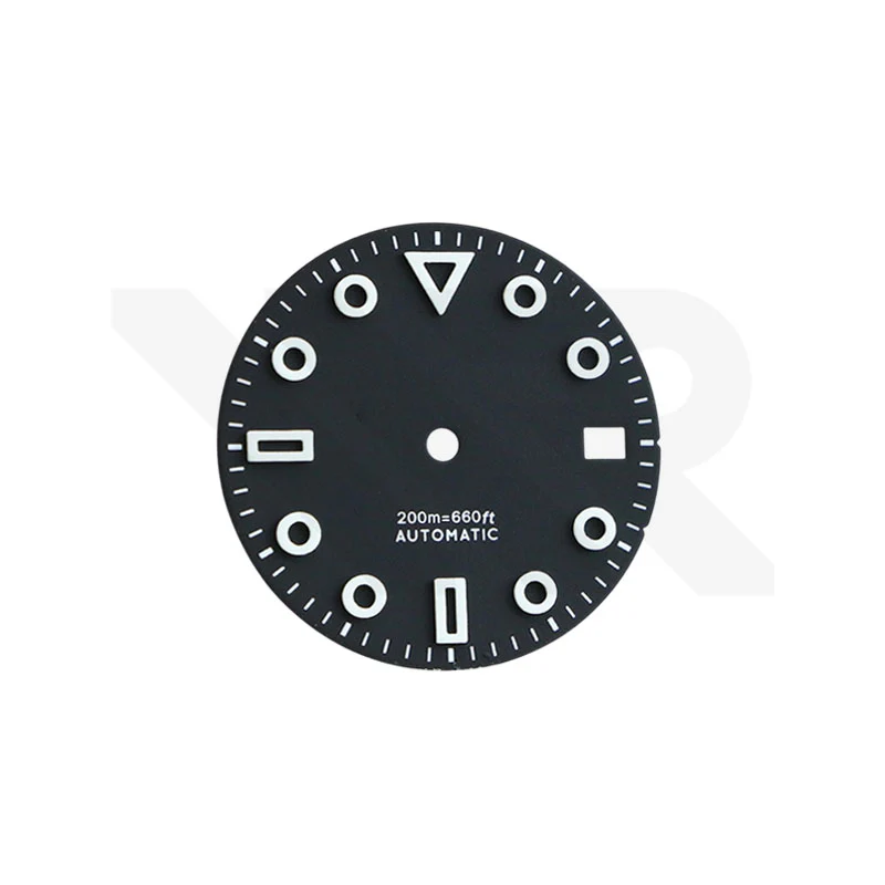3D Shaped Indices Matte Dial for Seiko Mod : Matte Black with Date Window