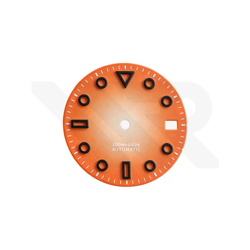 3D Shaped Indices Matte Dial for Seiko Mod : Orange with Date Window