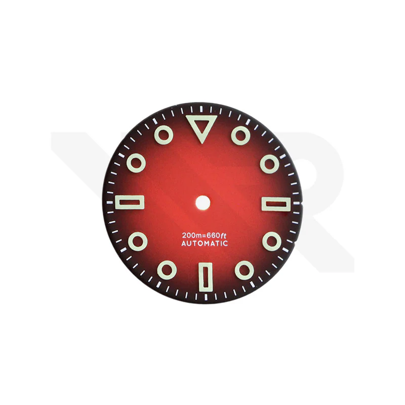 3D Shaped Indices Matte Dial for Seiko Mod : Red