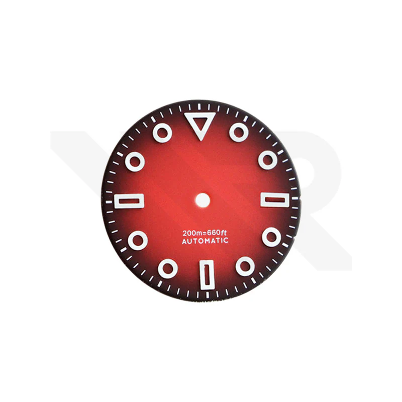 3D Shaped Indices Matte Dial for Seiko Mod : Red
