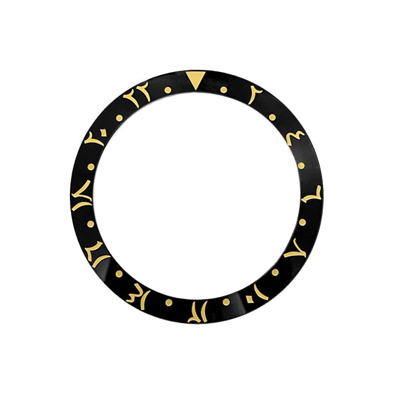 Arabic Style Ceramic Sloped Bezel Insert for SKX/SRPD - Black/Gold