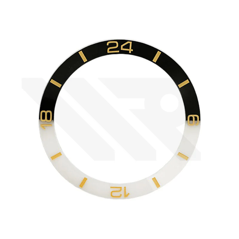 Bi-Color Ceramic Sloped Bezel Inserts for SKX/SRPD - White Black / Gold