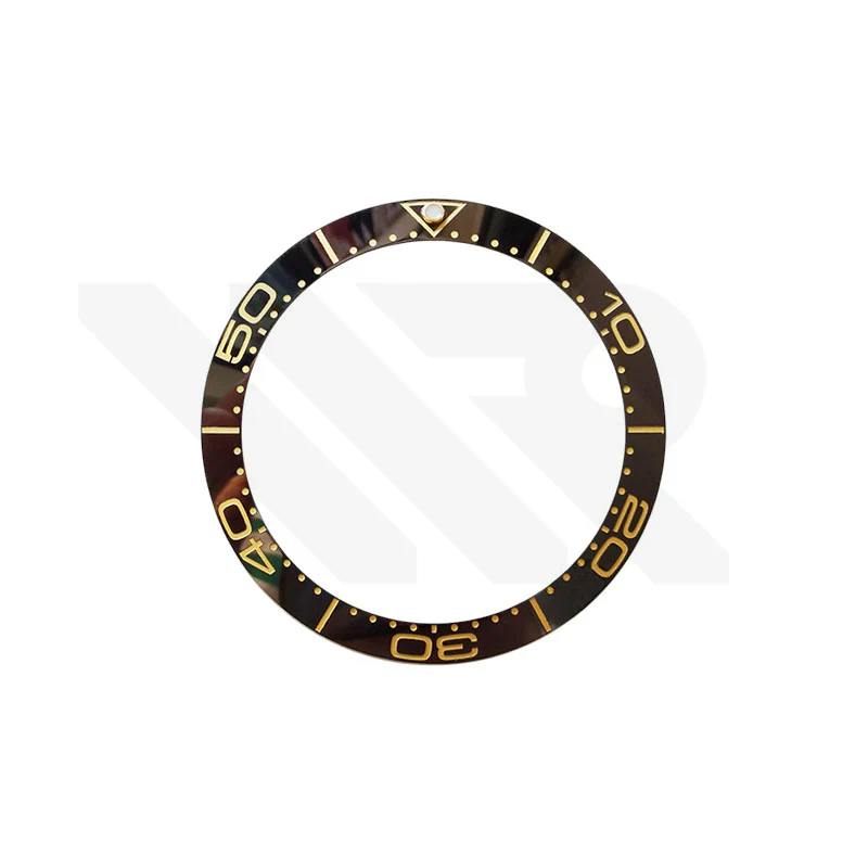 Black Ceramic Sloped 40.5mm Bezel Insert Compatible with Omega Seamaster: Black-Gold