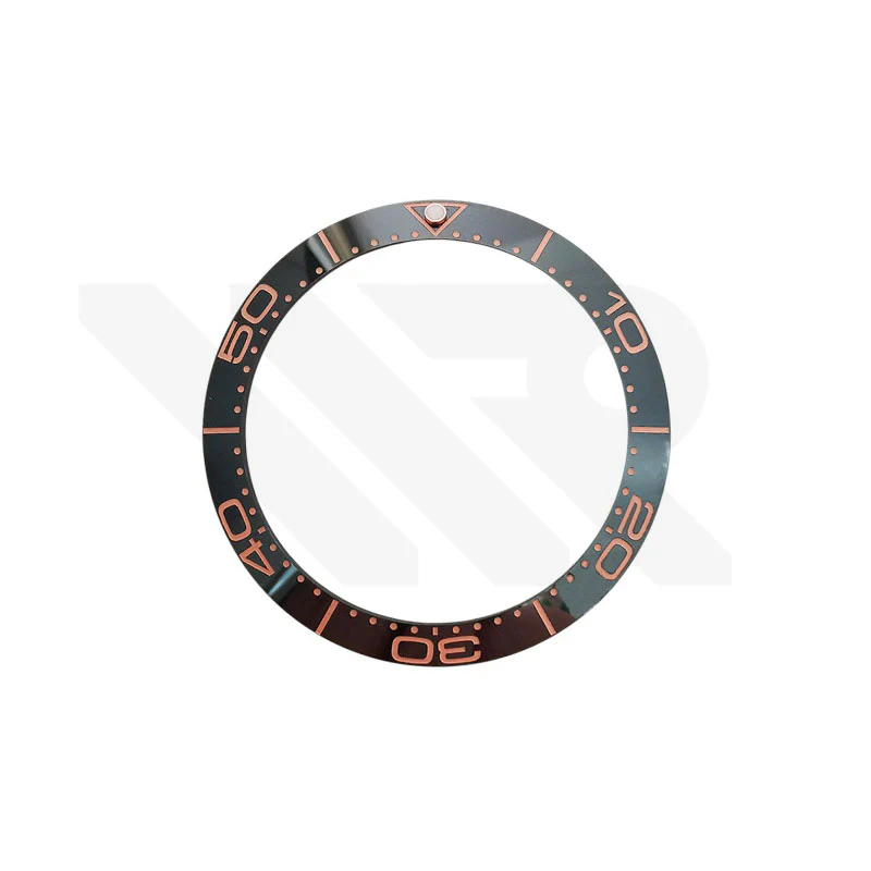 Blue Ceramic Sloped Bezel Insert Compatible with Omega Seamaster SM300: Black-Rose Gold
