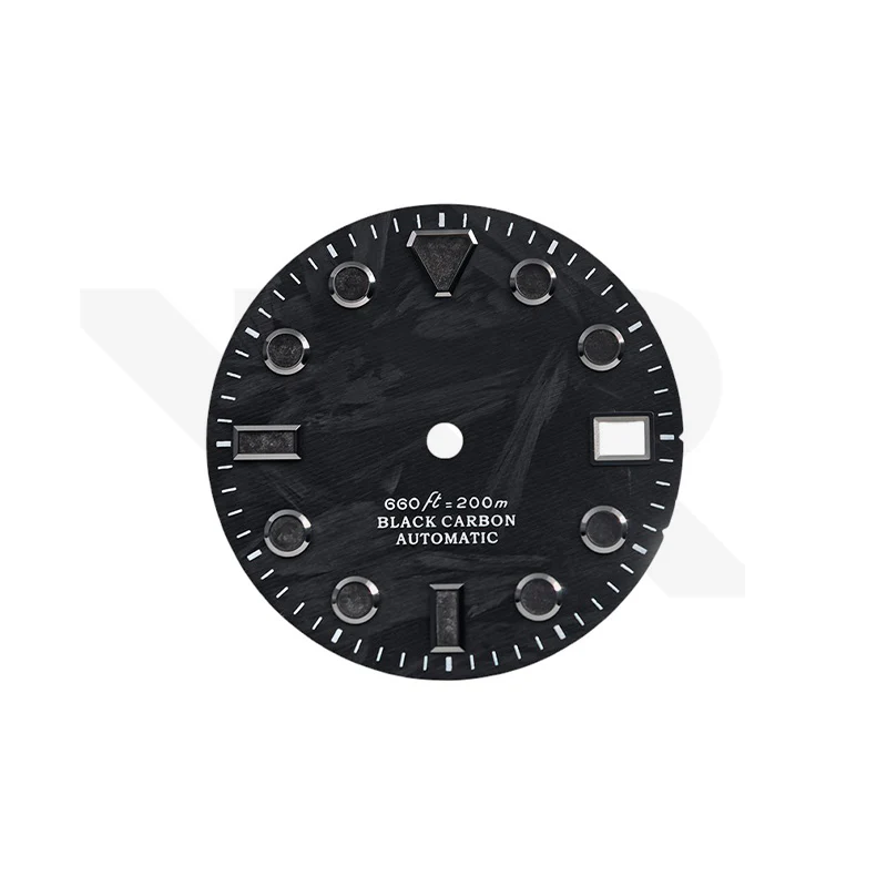 Carbon Fiber Dial for Seiko Mod - GS Style Indices Black Luminous