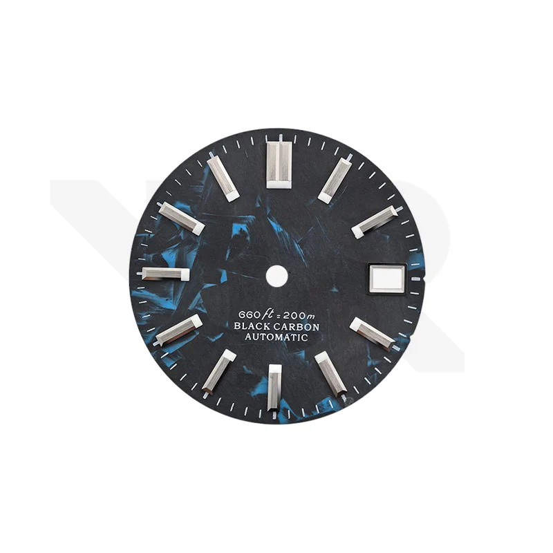 Carbon Fiber Dial for Seiko Mod - GS Style Silver Indices - Image 4