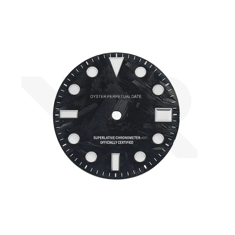 Carbon Fiber Dial for Seiko NH34 GMT Mod - Black Dial Blue GMT
