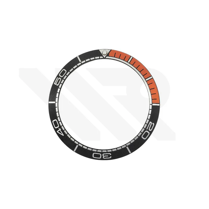 Ceramic Bezel Insert Compatible with Omega Seamaster Planet Ocean: Black Orange / Silver