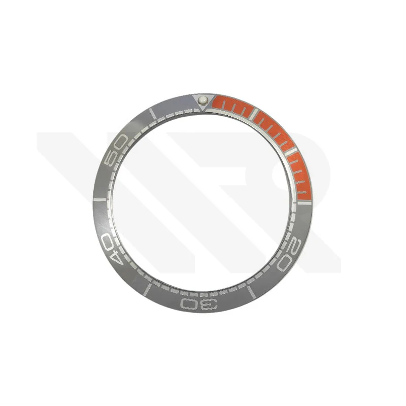 Ceramic Bezel Insert Compatible with Omega Seamaster Planet Ocean: Gray Orange / Silver