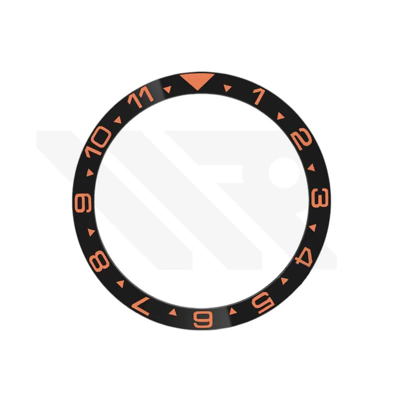 Dual Time GMT Style Ceramic Flat Bezel Insert for SKX / SRPD - Black-Orange