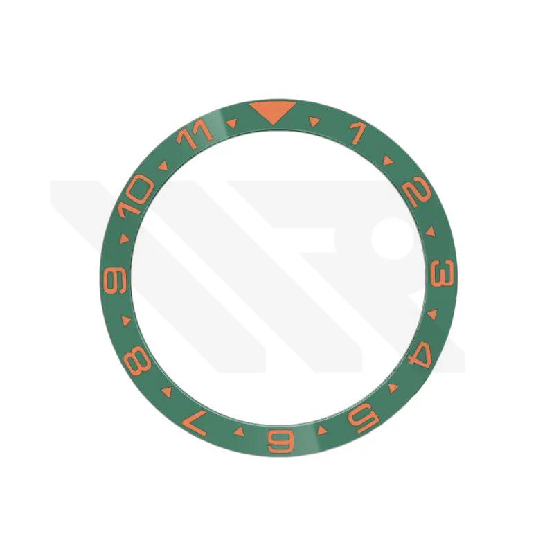 Dual Time GMT Style Ceramic Flat Bezel Insert for SKX / SRPD - Green-Orange