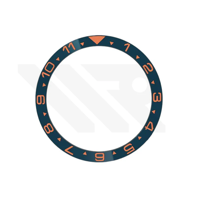 Dual Time GMT Style Ceramic Flat Bezel Insert for SKX / SRPD - Navy-Orange