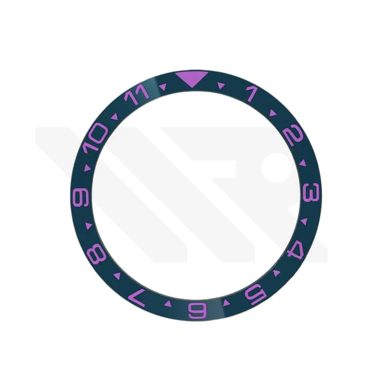 Dual Time GMT Style Ceramic Flat Bezel Insert for SKX / SRPD - Navy-Purple