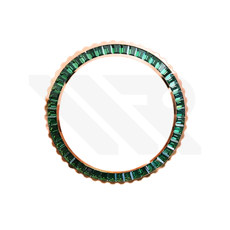 Emerald Cubic Zirconia Bezel for SKX / SRPD: Rose Gold