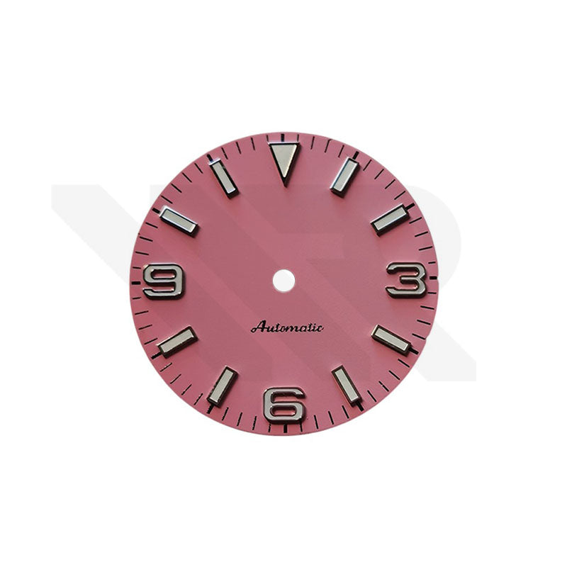 Explorer Dial for Seiko Mod - Matte Blossom Pink with Silver 369 Indices