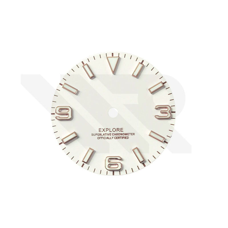 Field Watch Dial for Seiko Mod: Champion White with Rose Gold 369 Indices