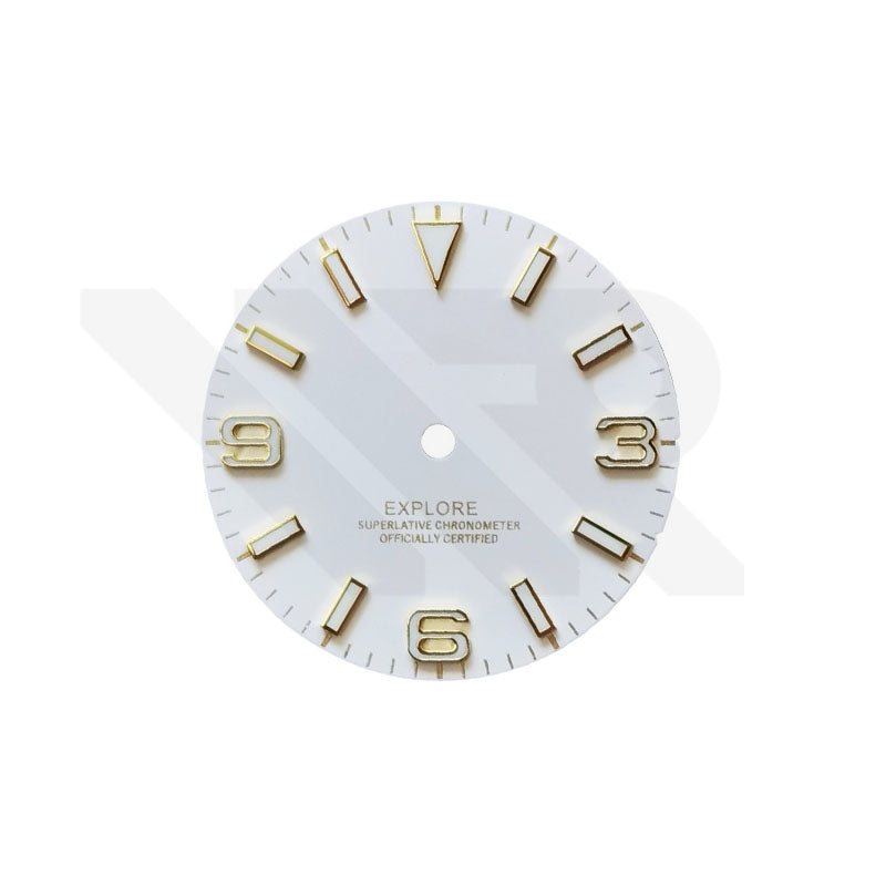 Field Watch Dial for Seiko Mod: Matte White with Gold 369 Indices