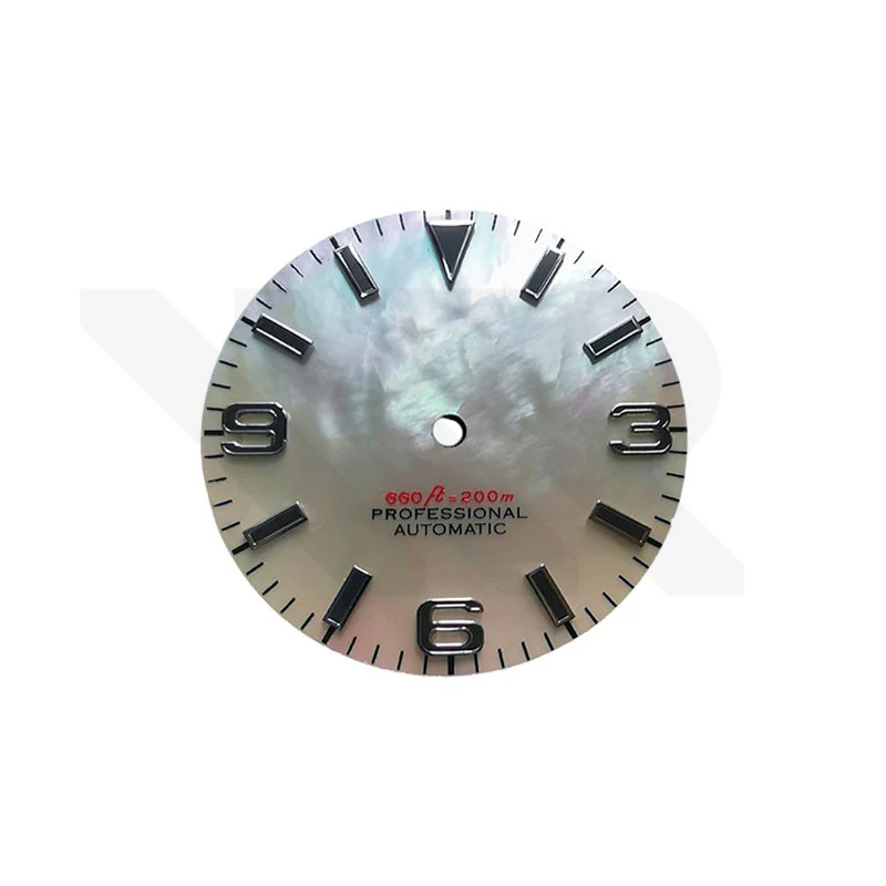 Field Watch Dial for Seiko Mod: Mother of Pearl with Black Luminous Indices