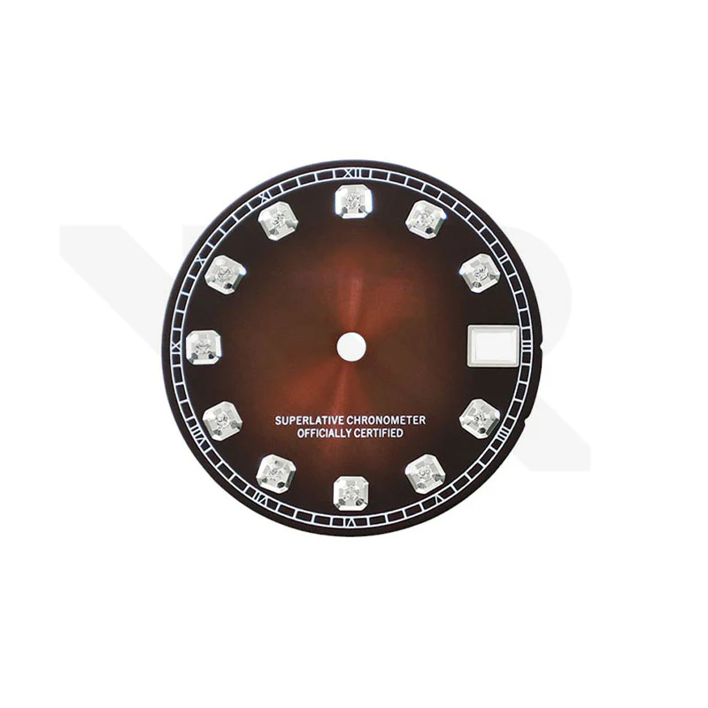 Fume Brown Sunburst Dial with Zirconia Indices for Seiko Mod: DJ OP Style