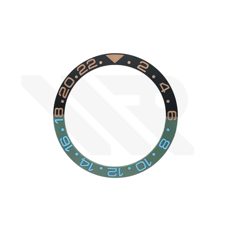 GMT-24 Ceramic Sloped Matte Finished Black-Green Bezel Insert for SKX/SRPD: Brown-Blue