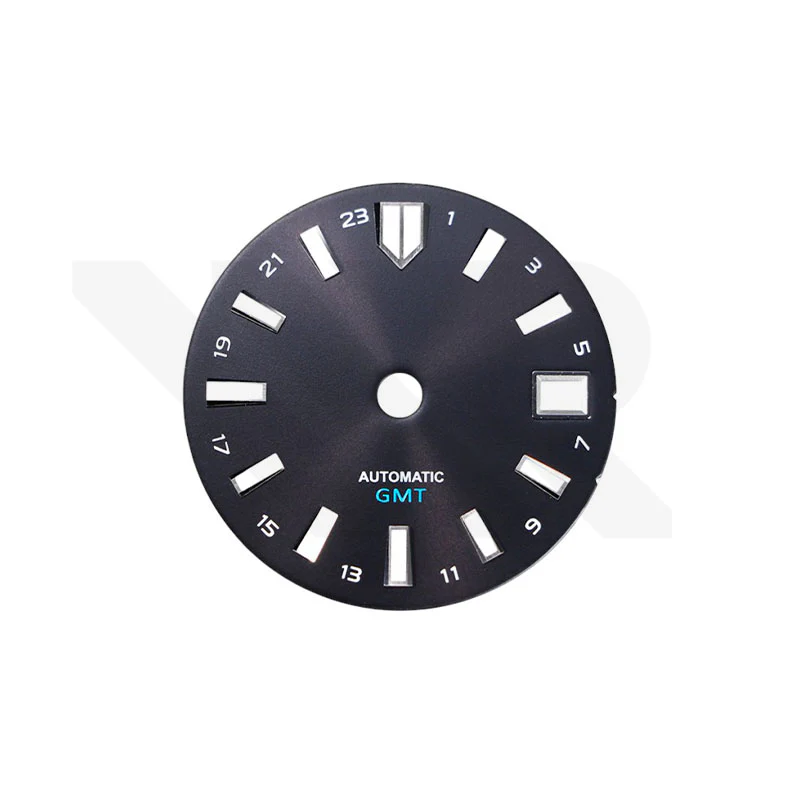 GMT Sunburst Black Dial for Seiko NH34 Mod: Silver GS Diver Indices