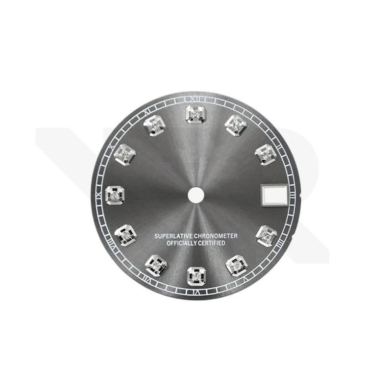 Gray Sunburst Dial with Zirconia Indices for Seiko Mod: DJ OP Style