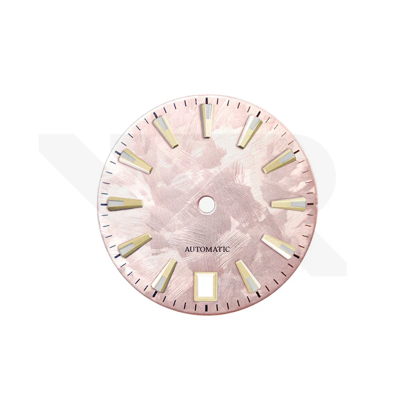 GS Shunbun Style Blossom Pink Dial for Seiko Mod: Gold GS Style Indices with 6h Date Window