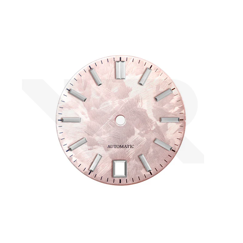 GS Shunbun Style Blossom Pink Dial for Seiko Mod: Silver GS Style Indices with 6h Date Window