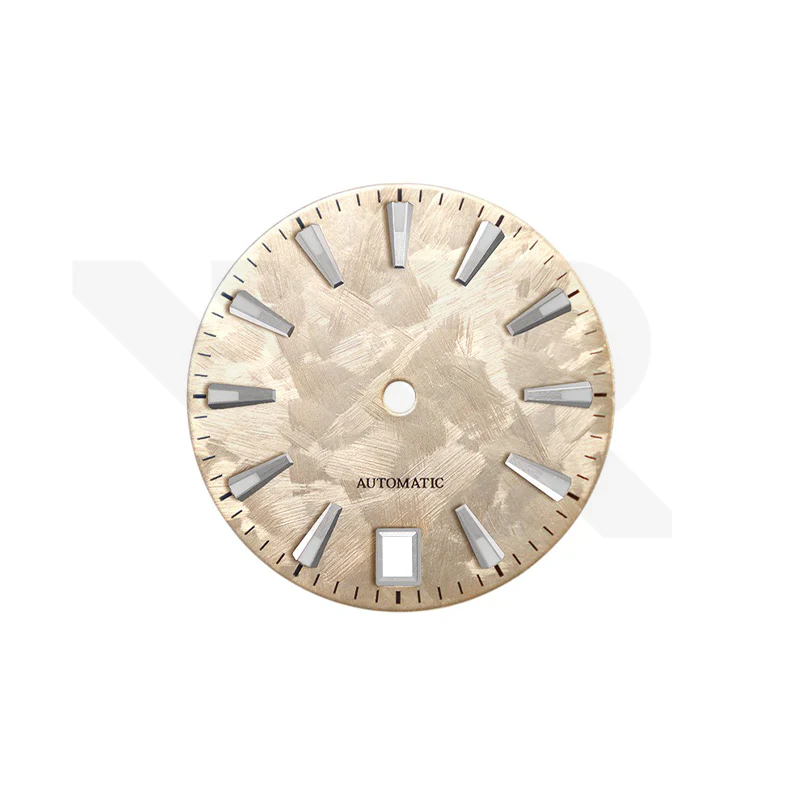 GS Shunbun Style Champagne Gold Dial for Seiko Mod: Silver GS Style Indices with 6h Date Window