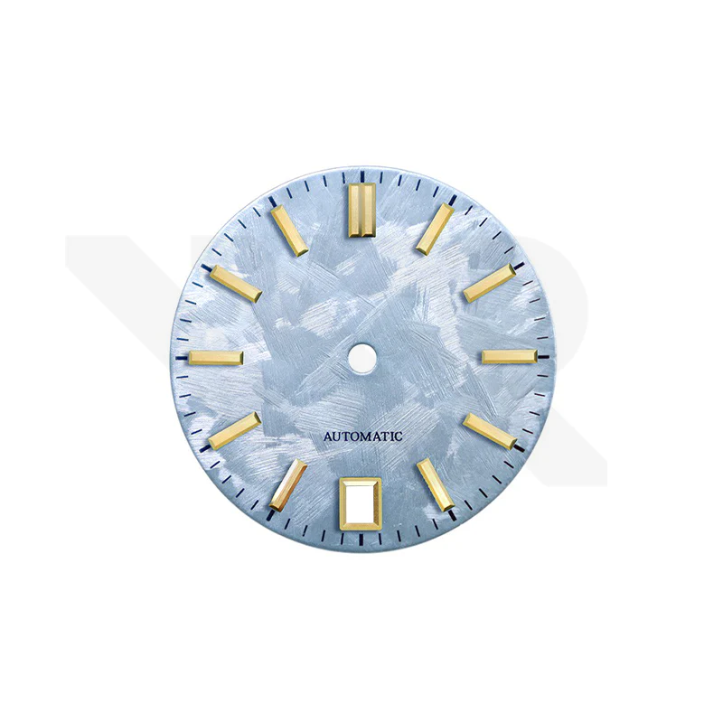 GS Shunbun Style Icy Blue Dial for Seiko Mod: Gold GS Style Indices with 6h Date Window