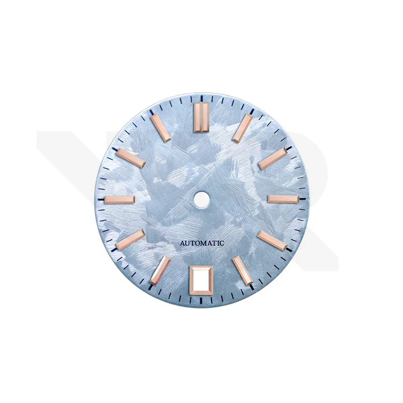 GS Shunbun Style Icy Blue Dial for Seiko Mod: Rose Gold GS Style Indices with 6h Date Window