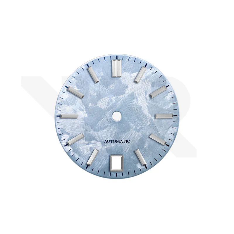 GS Shunbun Style Icy Blue Dial for Seiko Mod: Silver GS Style Indices with 6h Date Window