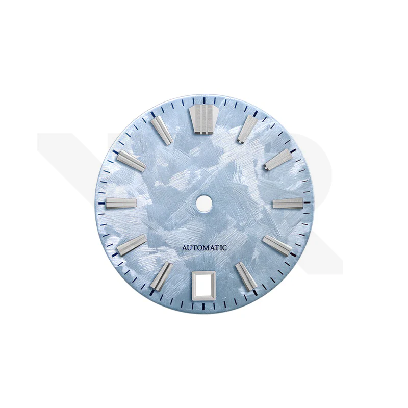 GS Shunbun Style Icy Blue Dial for Seiko Mod: Silver GS Style Indices with 6h Date Window