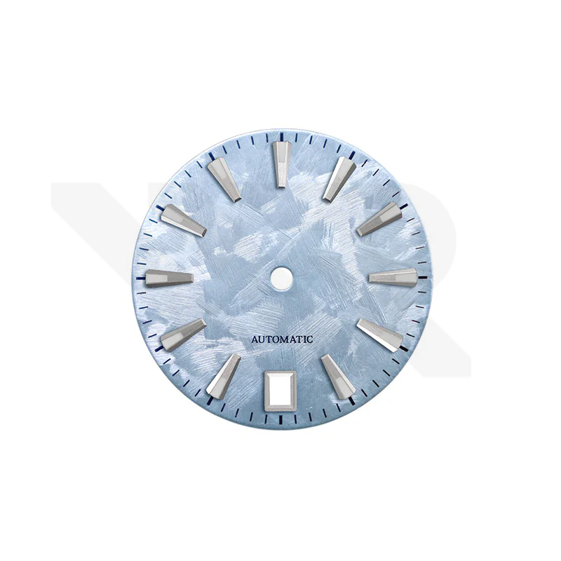 GS Shunbun Style Icy Blue Dial for Seiko Mod: Silver GS Style Indices with 6h Date Window