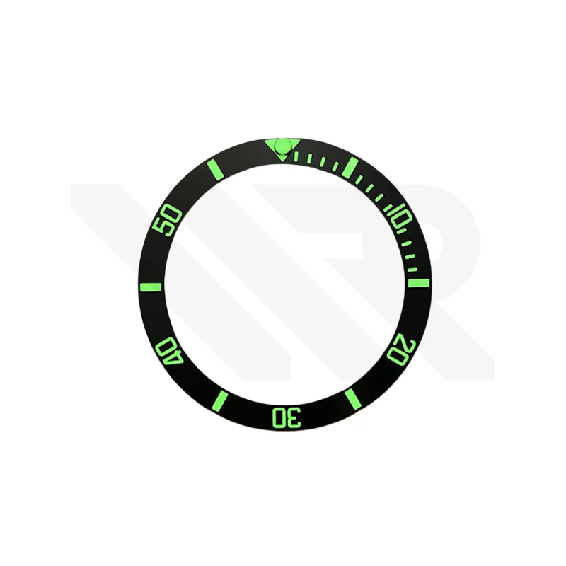 Luminous Submariner Style Ceramic Sloped Bezel Insert for Seiko SKX007 Mod - Black - Image 2