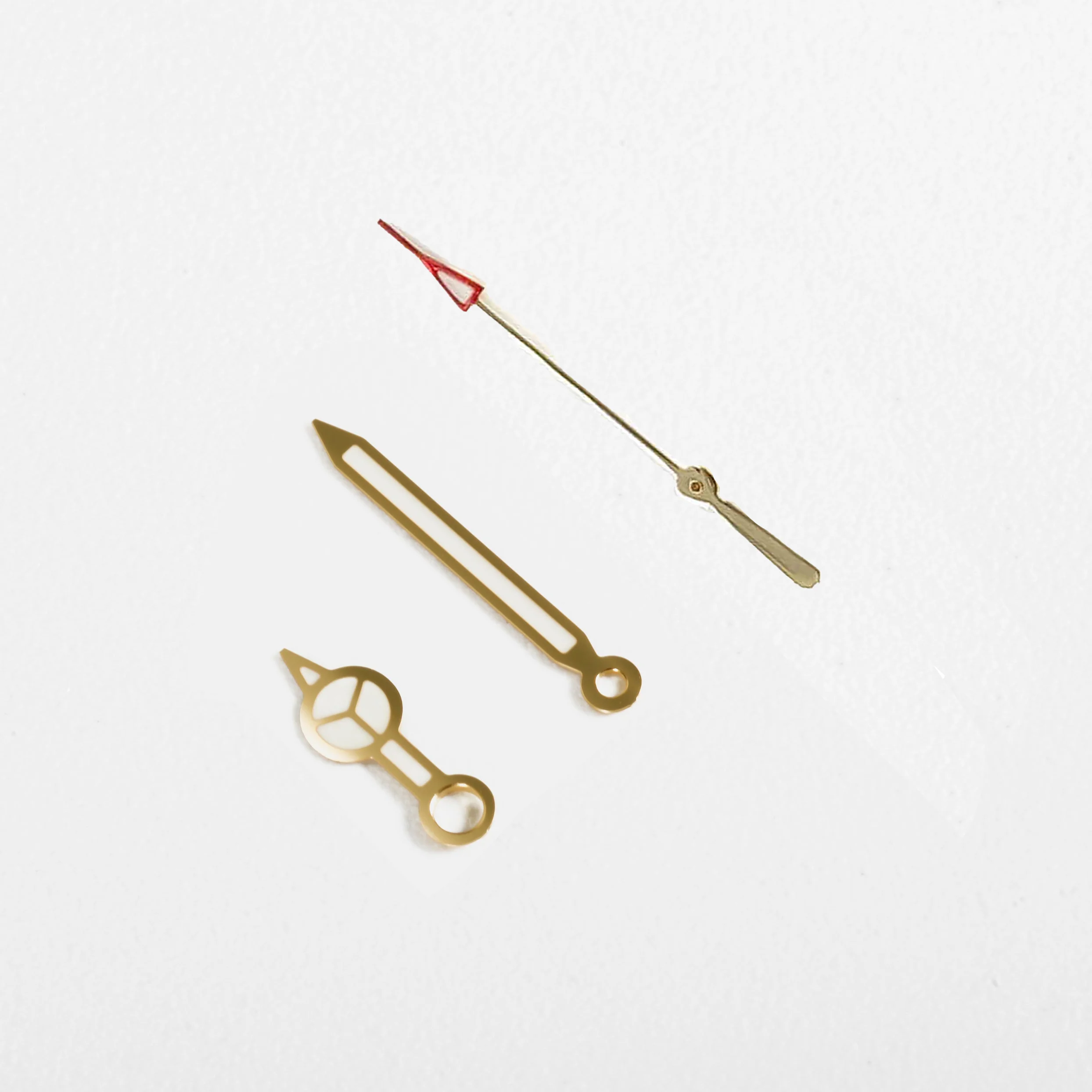 Mercedes Watch Hands for Casio MDV Mod: Gold w Red Tip (Cathedral)