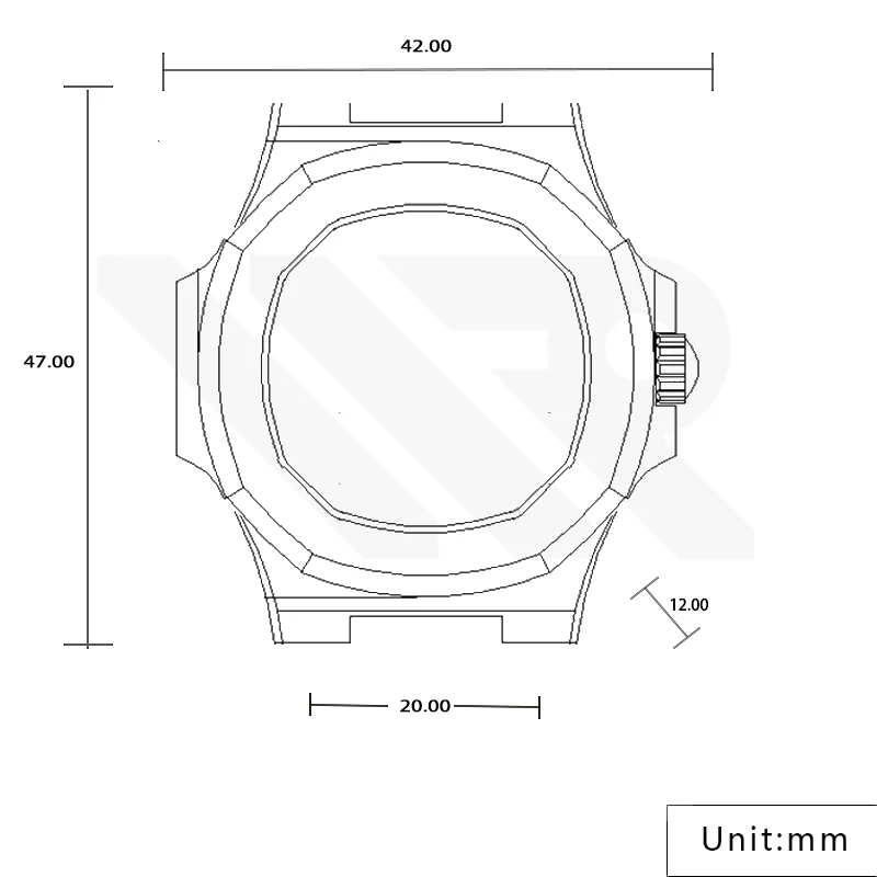 Nautilus Brushed Case Set for Seiko Mod: Two-Tone Black Gold - Image 3
