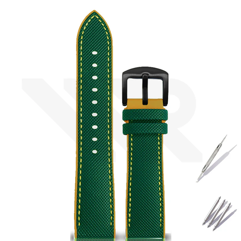 Nylon Silicone Diver Strap for Seiko 5 Street Fighter Prospex Series - Green Yellow - Image 2