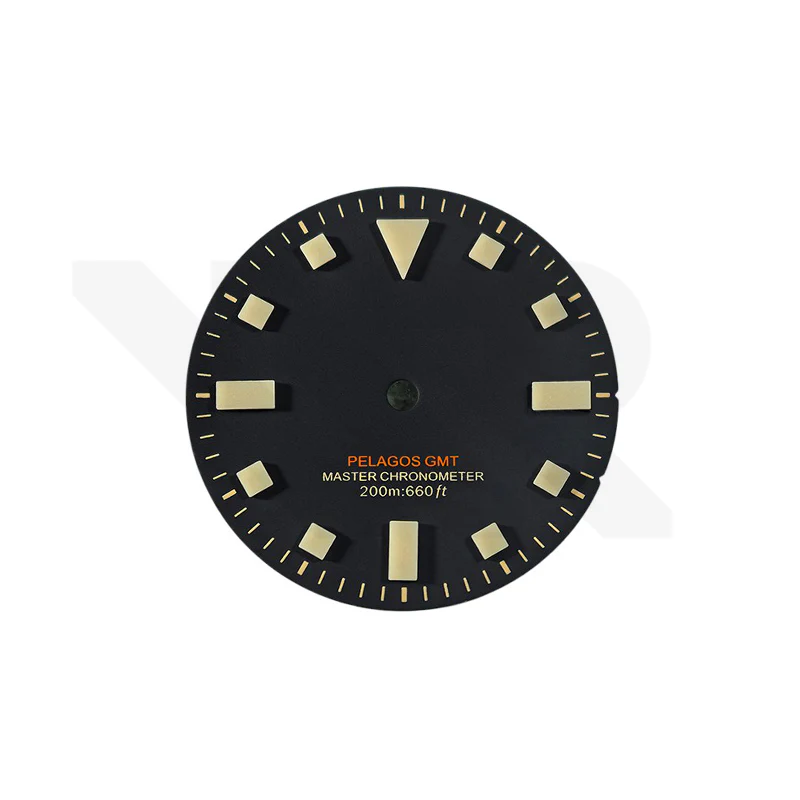 Pelagos No-Date GMT Thick Lume Indices Dial for Seiko NH34 Mod: Matte Black