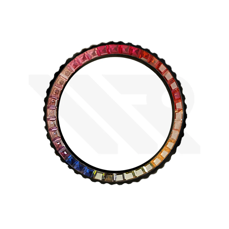 Rainbow Cubic Zirconia Bezel for SKX / SRPD: Black