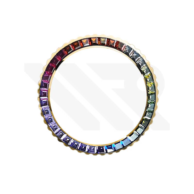 Rainbow Cubic Zirconia Bezel for SKX / SRPD: Gold