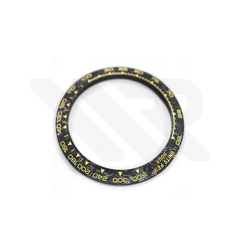 Replacement Carbon Fiber Bezel Compatible with Rolex Daytona 116520 : Yellow Meter