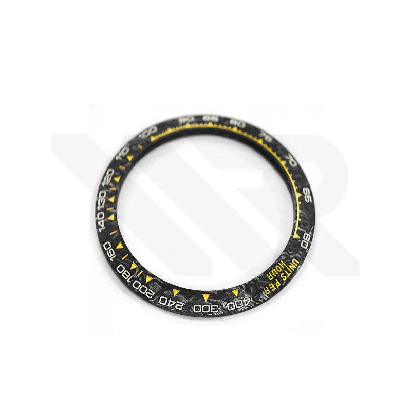 Replacement Carbon Fiber Bezel Compatible with Rolex Daytona 116520 : Yellow White Scale