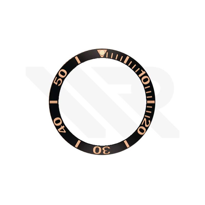 Replacement Ceramic Bezel Ring Compatible with Tissot Seastar 1000 T120407A : Black/Rose Gold