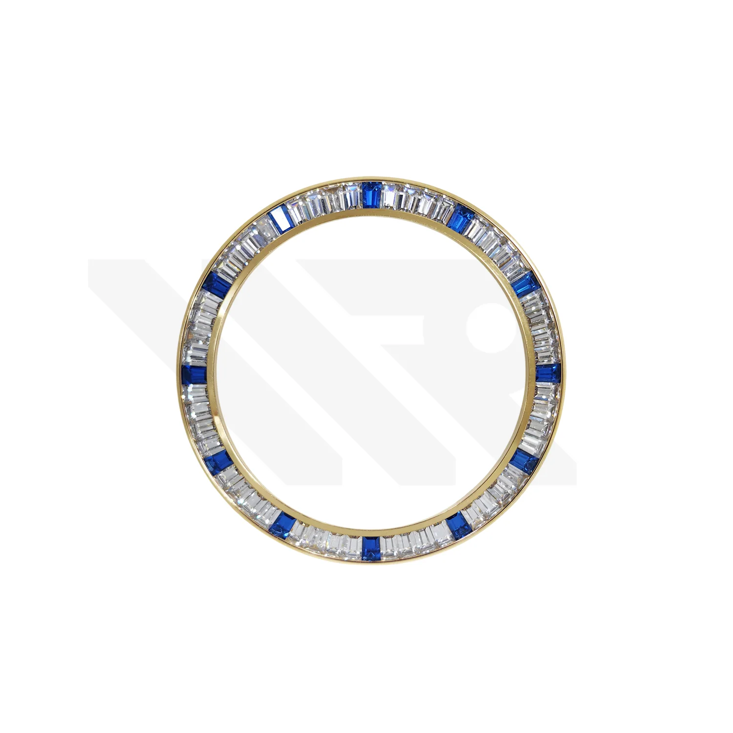 Replacement Cubic Zirconia Bezel Compatible with Rolex Daytona : Gold Bezel with White Blue CZ