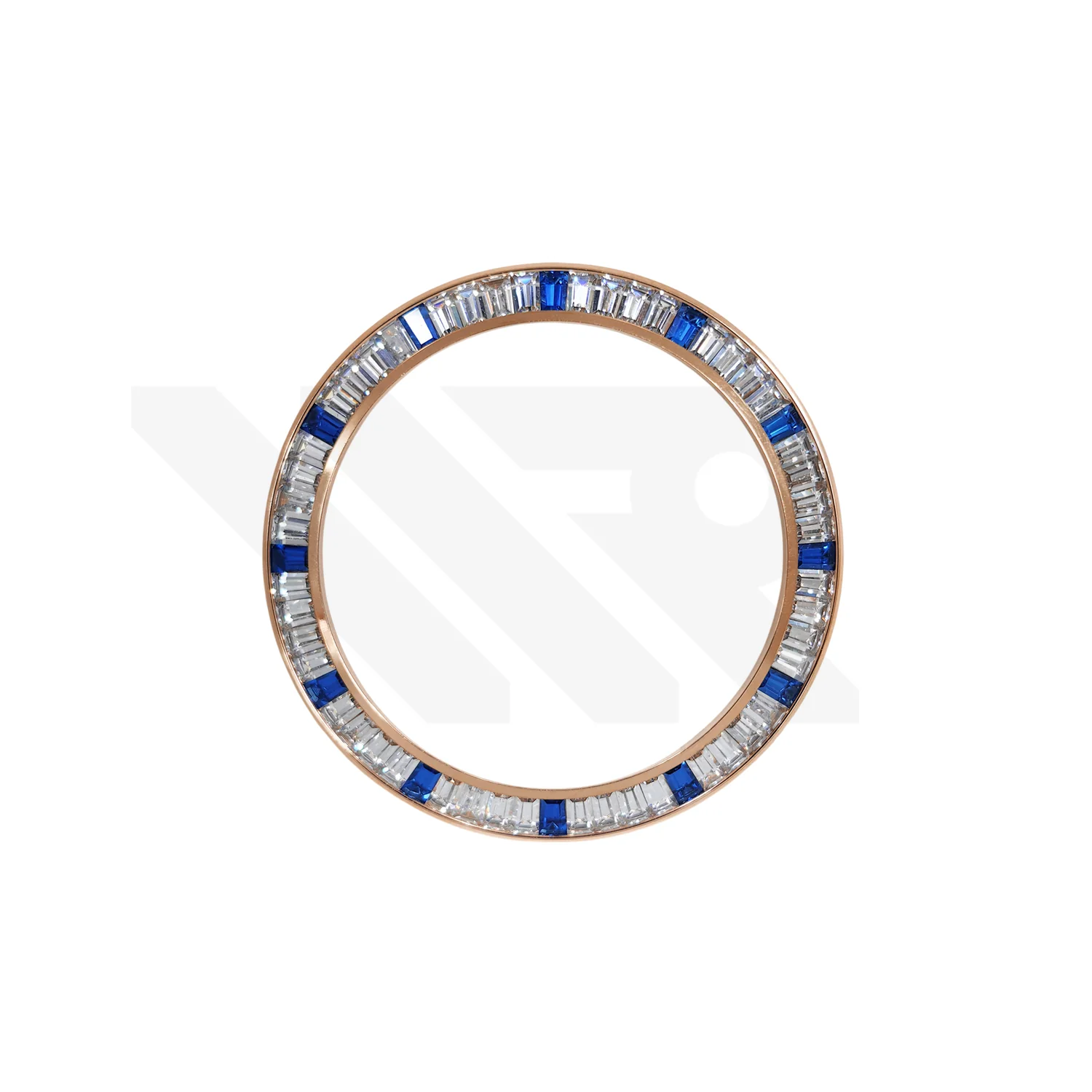 Replacement Cubic Zirconia Bezel Compatible with Rolex Daytona : Rose Gold Bezel with White Blue CZ