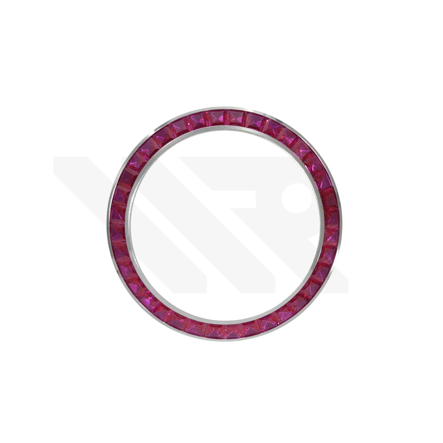 Replacement Cubic Zirconia Bezel Compatible with Rolex Daytona : Silver Bezel with Red CZ