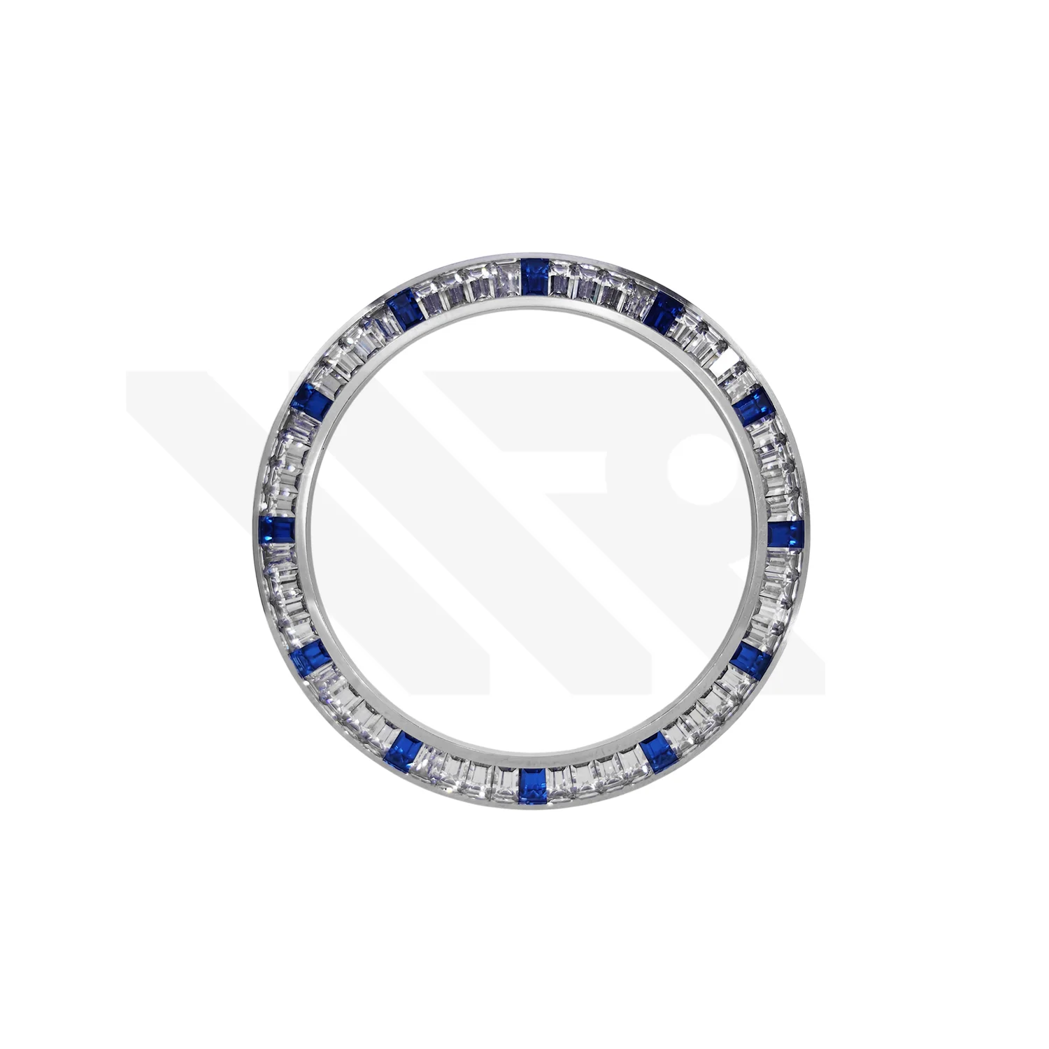 Replacement Cubic Zirconia Bezel Compatible with Rolex Daytona : Silver Bezel with White Blue CZ